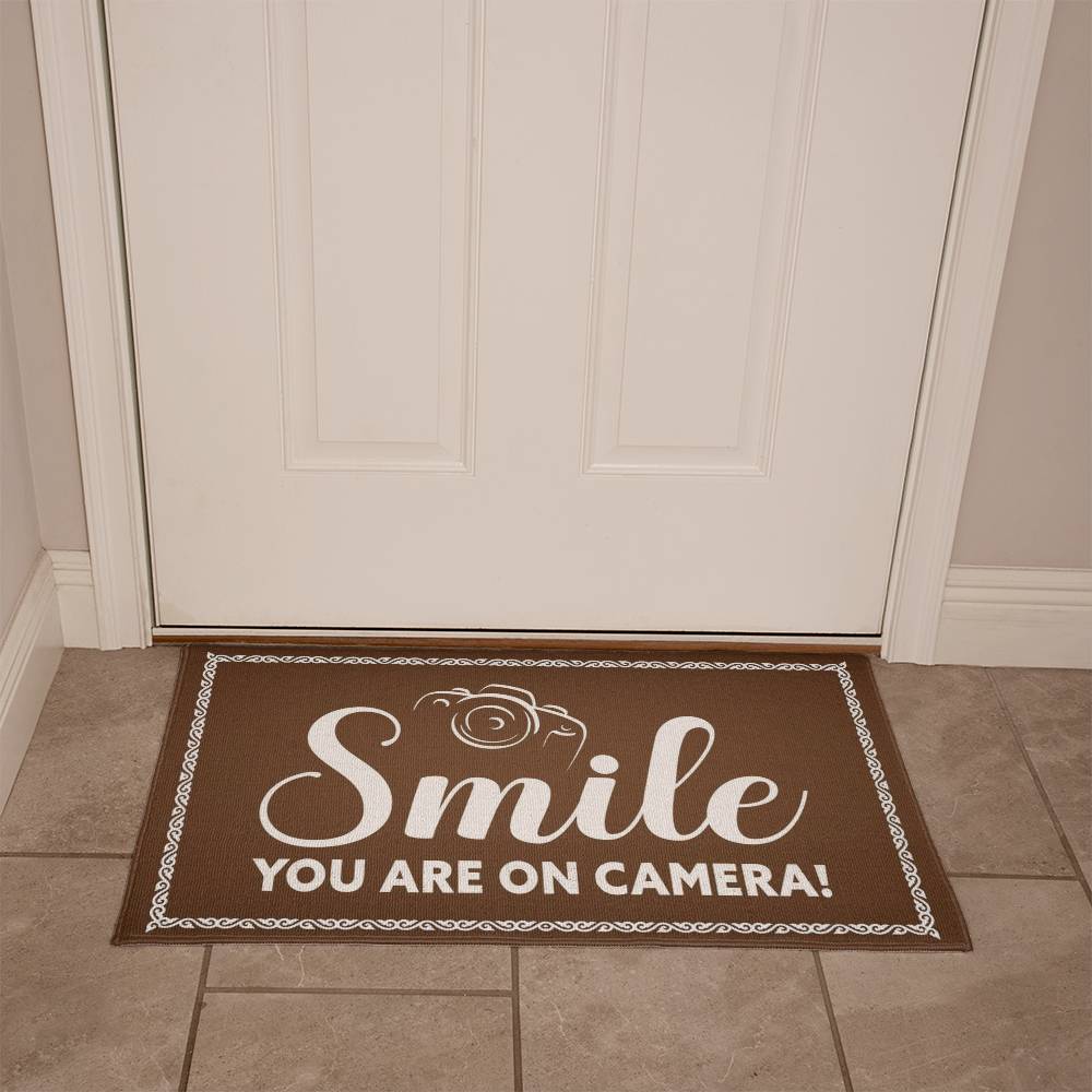 Indoor Outdoor Welcome Mat - Smile you are on camera