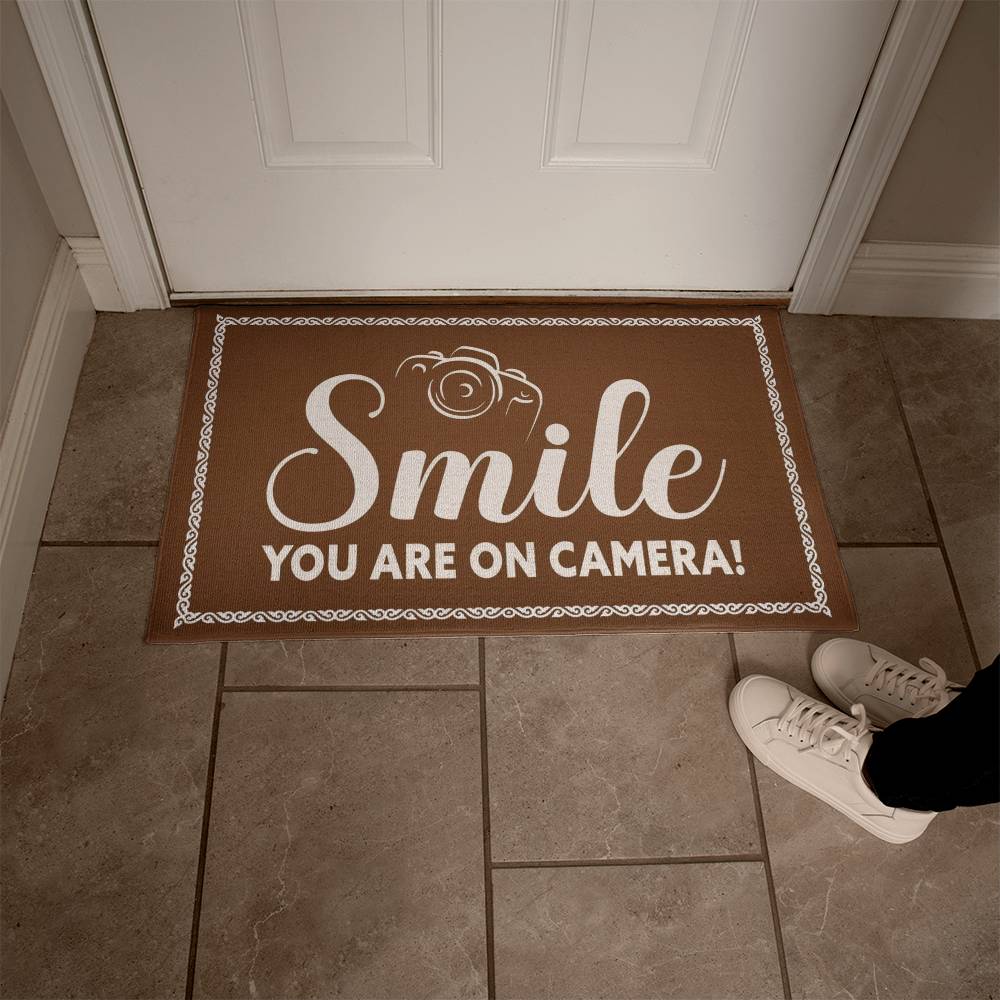 Indoor Outdoor Welcome Mat - Smile you are on camera