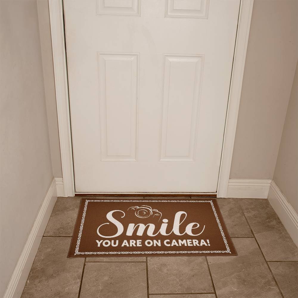 Indoor Outdoor Welcome Mat - Smile you are on camera