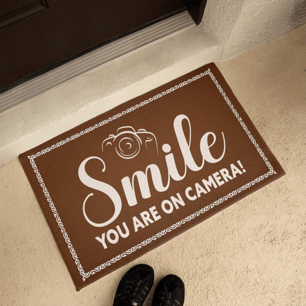 Indoor Outdoor Welcome Mat - Smile you are on camera