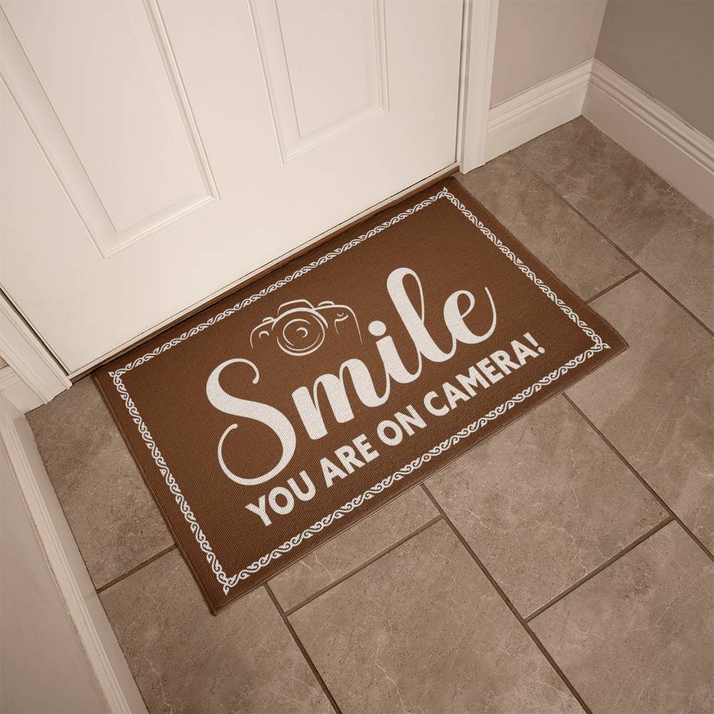 Indoor Outdoor Welcome Mat - Smile you are on camera