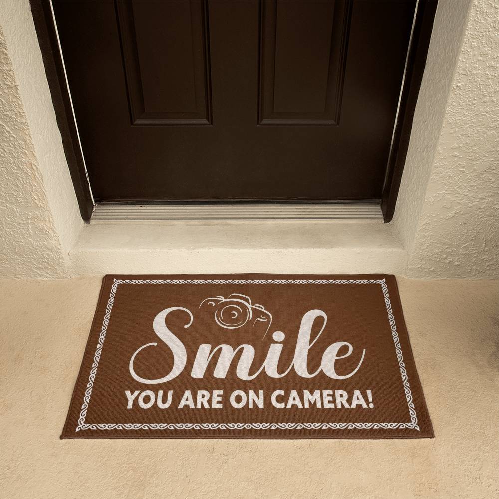 Indoor Outdoor Welcome Mat - Smile you are on camera