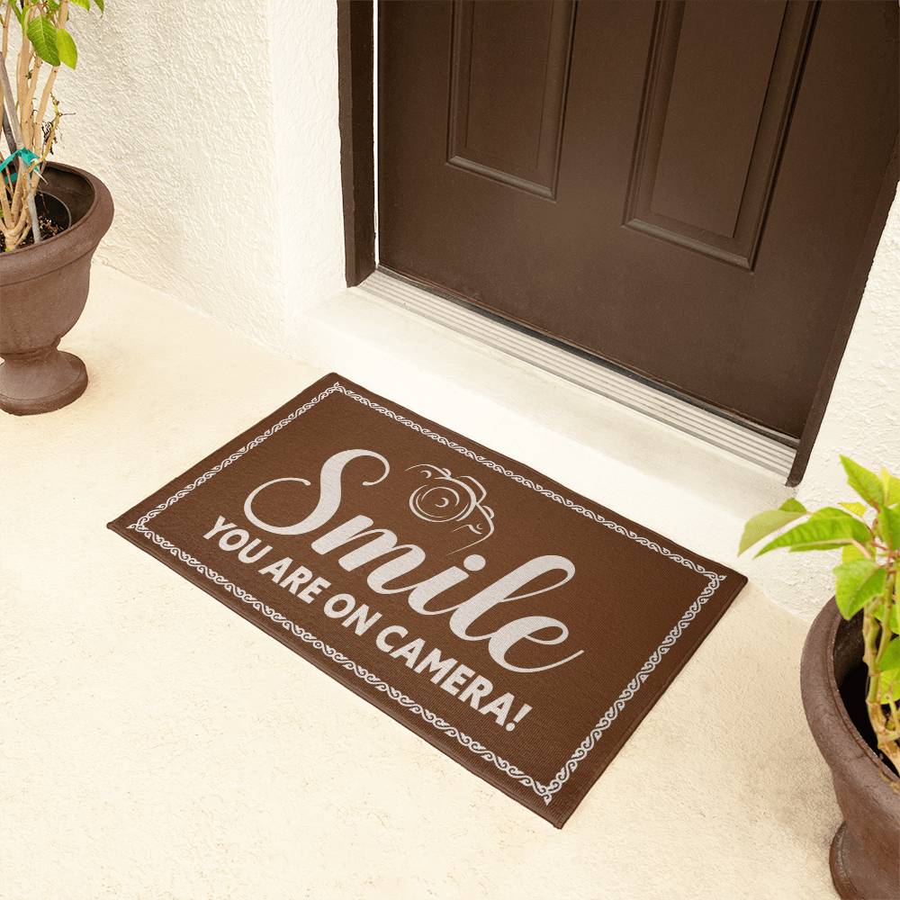 Indoor Outdoor Welcome Mat - Smile you are on camera