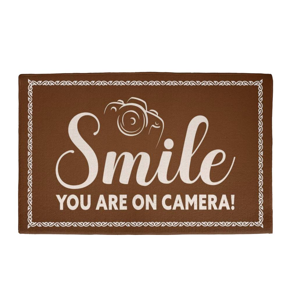 Indoor Outdoor Welcome Mat - Smile you are on camera