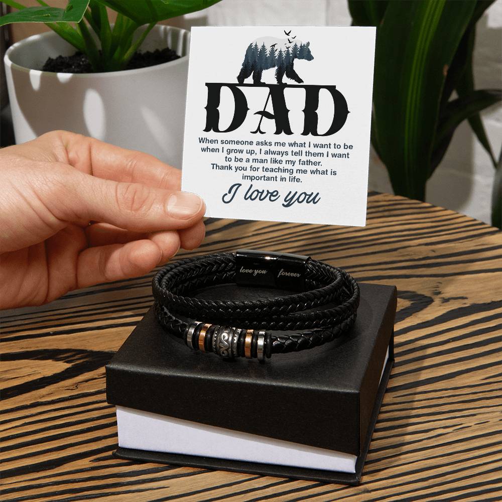 Leather Bracelet-Dad-When someone asks me