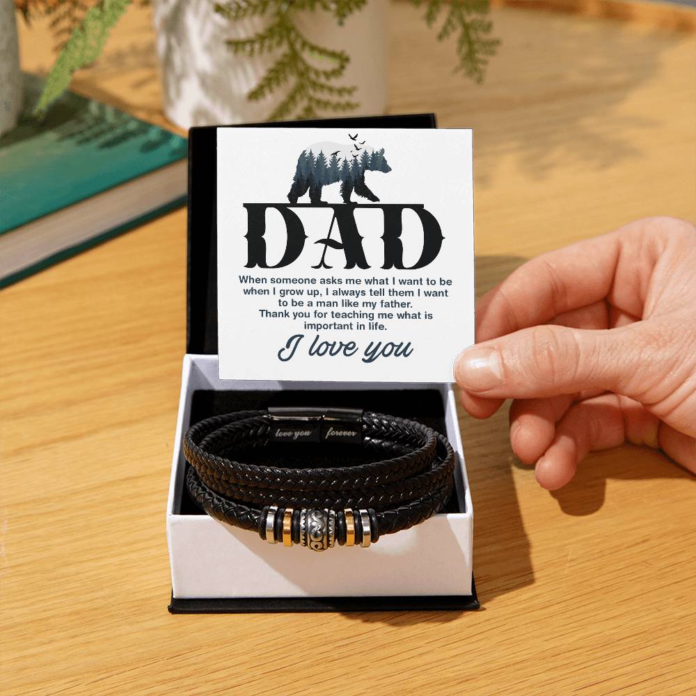 Leather Bracelet-Dad-When someone asks me