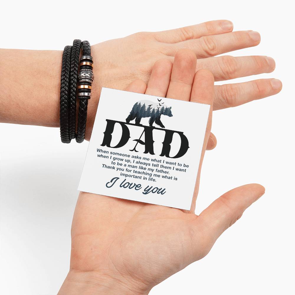 Leather Bracelet-Dad-When someone asks me