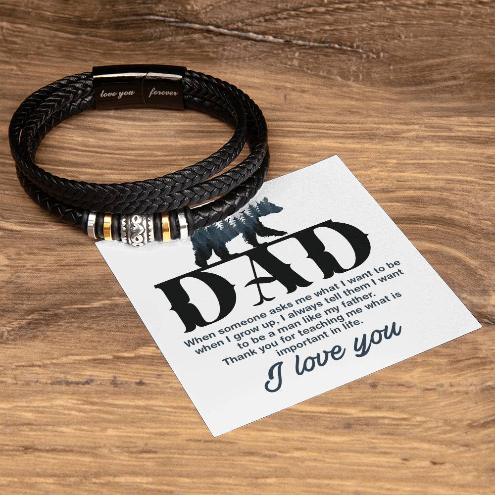 Leather Bracelet-Dad-When someone asks me