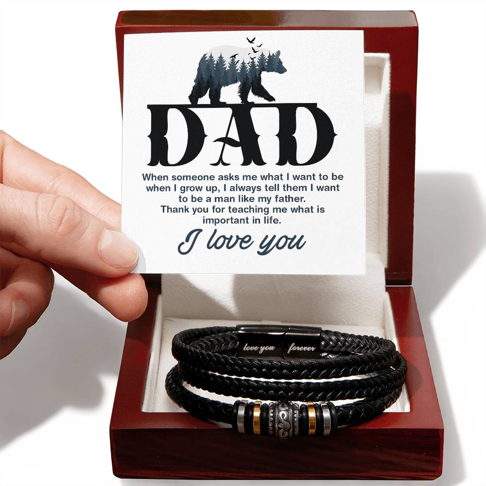 Leather Bracelet-Dad-When someone asks me