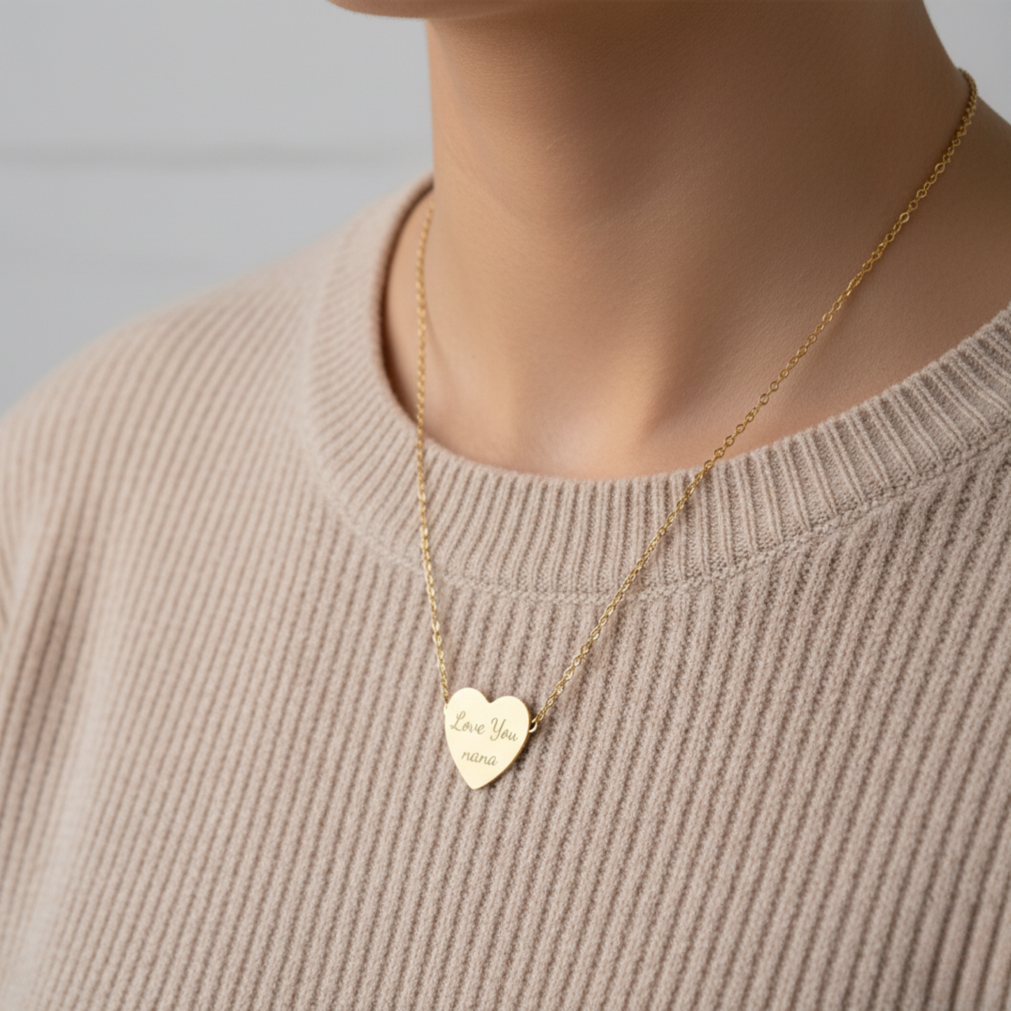 Engraved Heart Necklace - "Love You Nana"