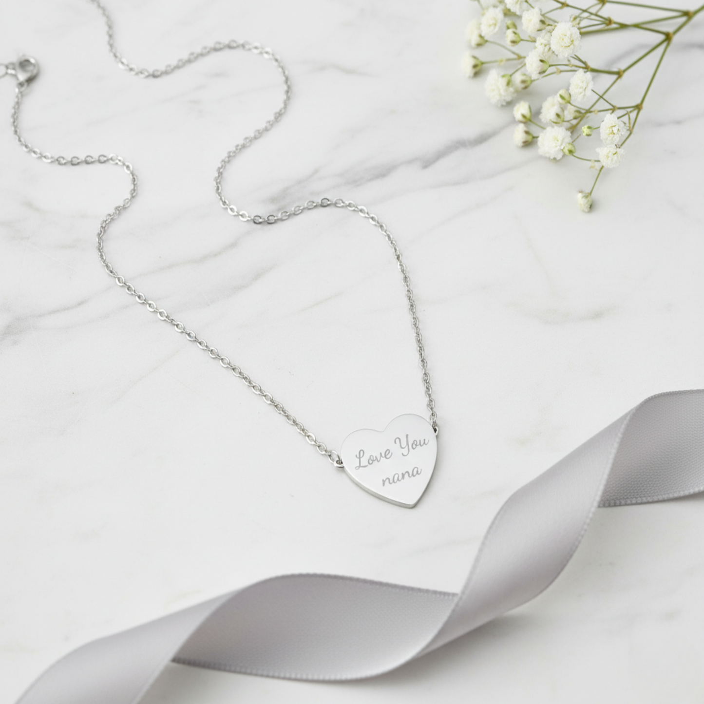 Engraved Heart Necklace - "Love You Nana"