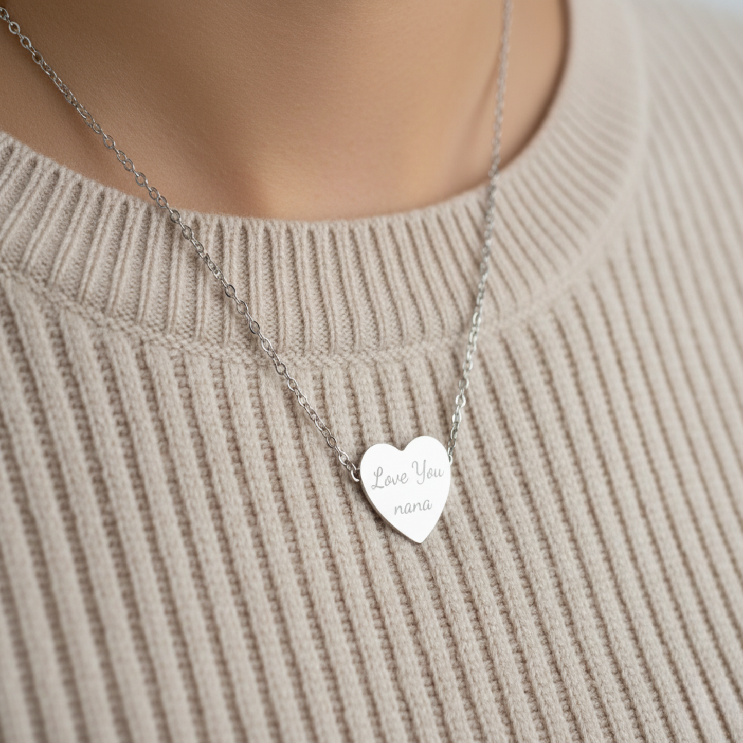 Engraved Heart Necklace - "Love You Nana"