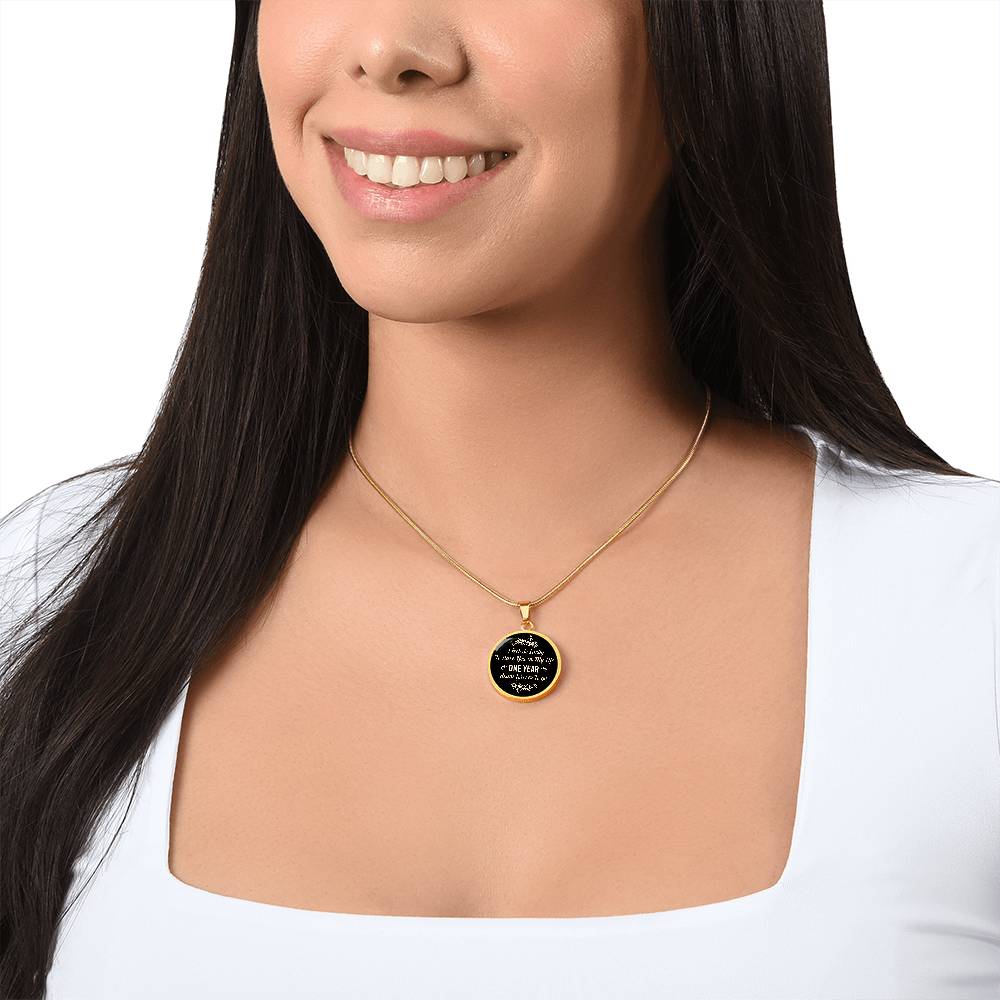 Luxury Graphic Circle Necklace - I feel so lucky tho have you in my life