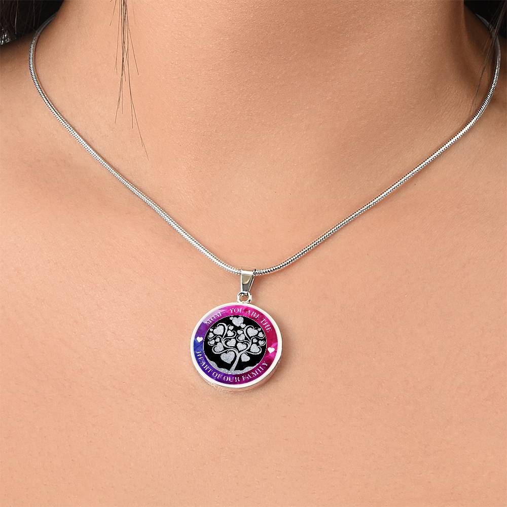 Luxury Graphic Circle Necklace - Mom You Are The Heart Of Our Family