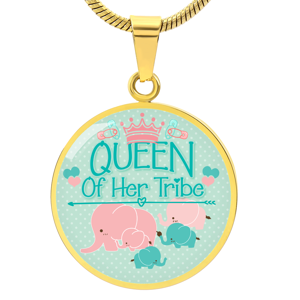 Luxury Graphic Circle Necklace - Queen of Her Tribe