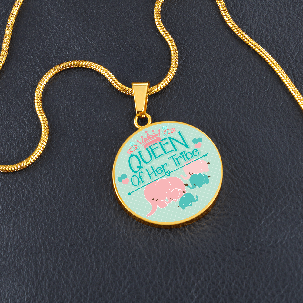 Luxury Graphic Circle Necklace - Queen of Her Tribe