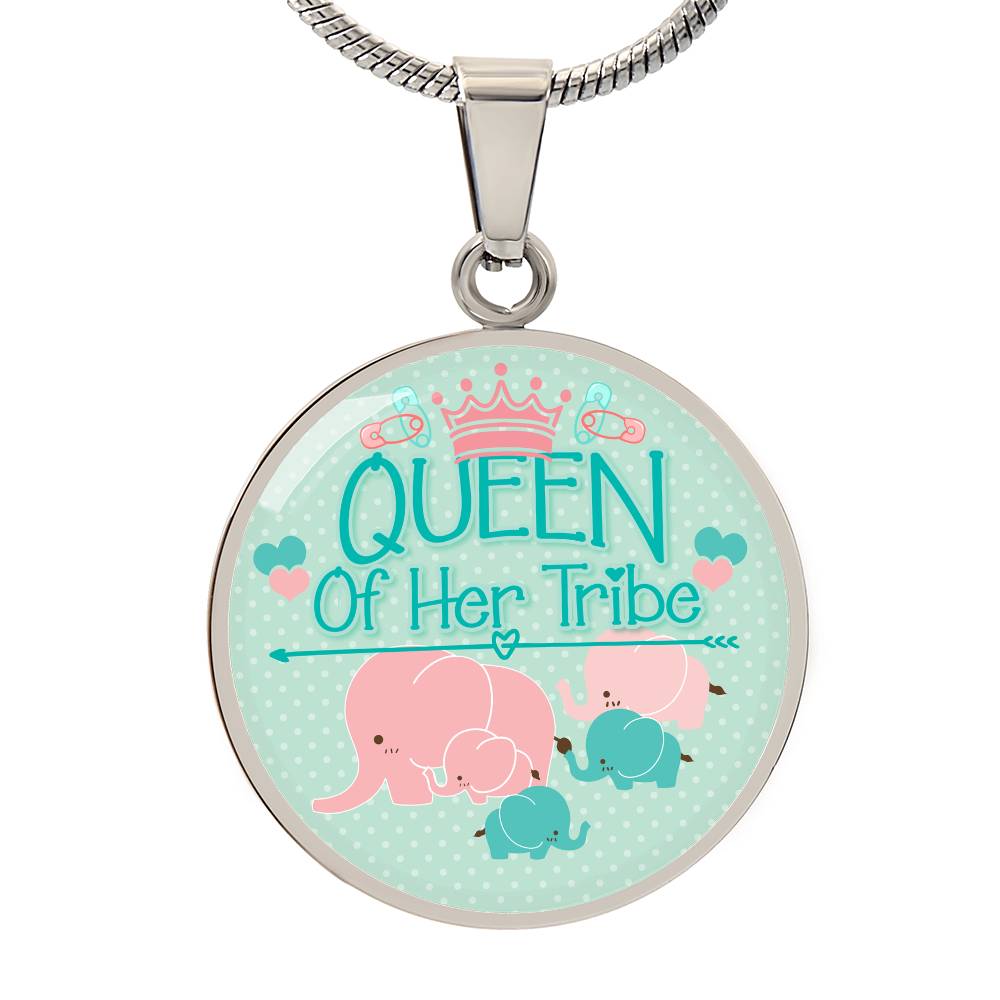 Luxury Graphic Circle Necklace - Queen of Her Tribe