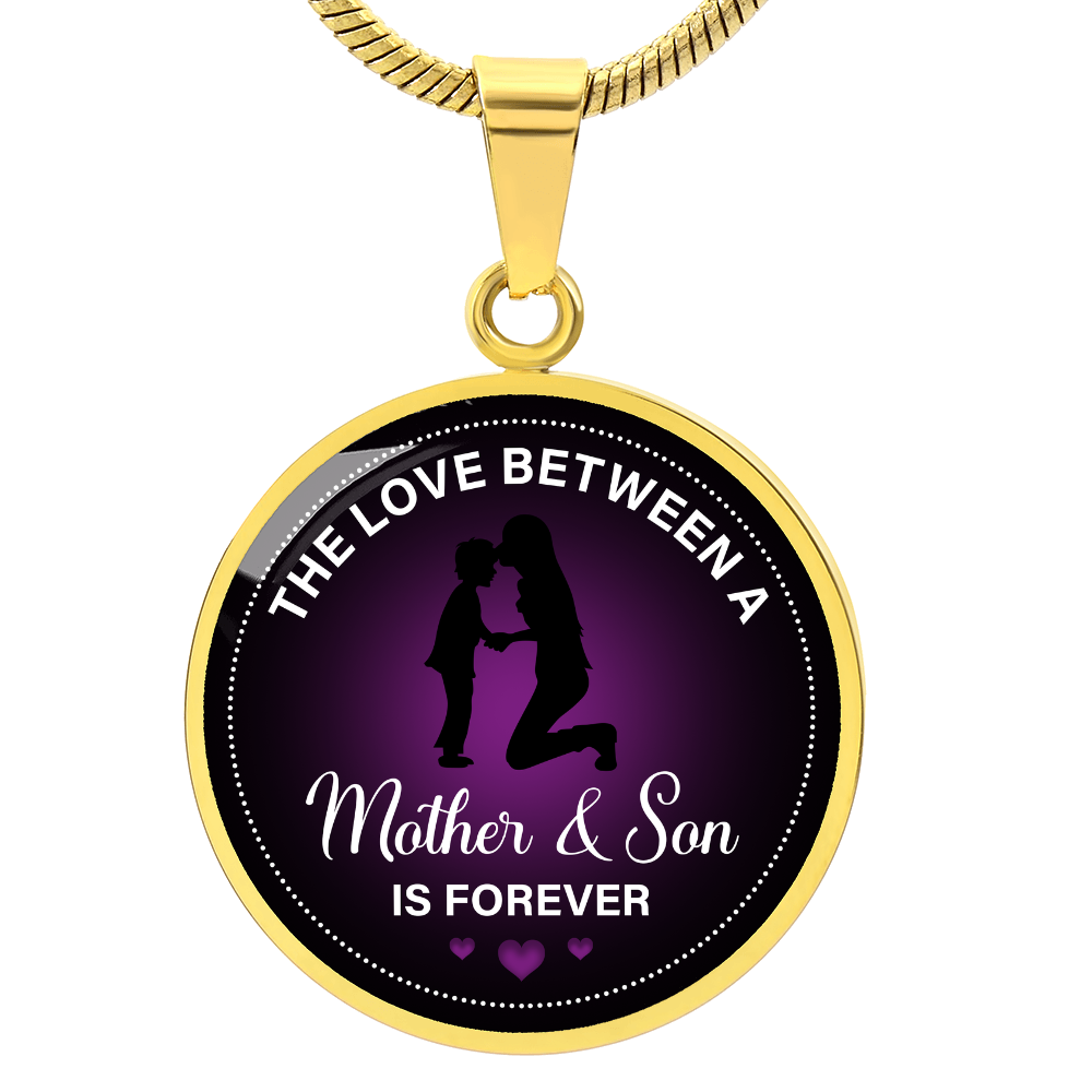 Luxury Graphic Circle Necklace - The love between a mother & son is forever