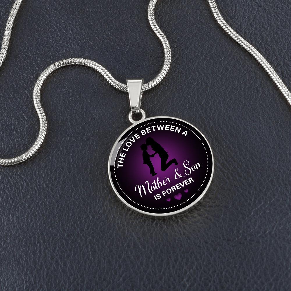 Luxury Graphic Circle Necklace - The love between a mother & son is forever