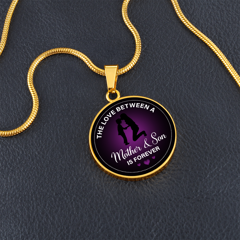 Luxury Graphic Circle Necklace - The love between a mother & son is forever