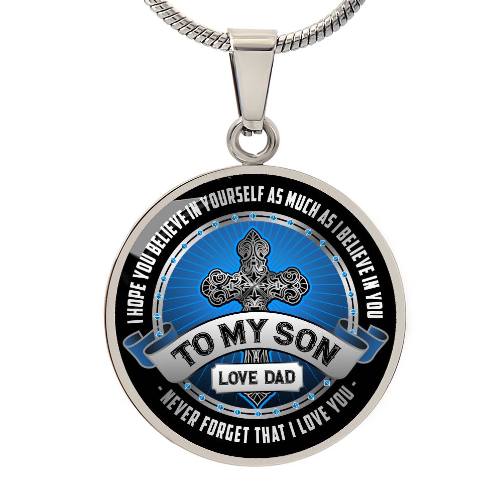 Luxury Graphic Circle Necklace - To My Son-