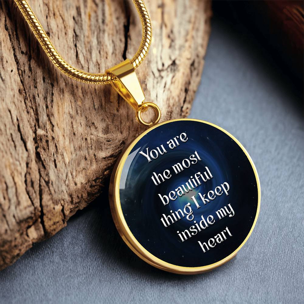 Luxury Graphic Circle Necklace - You are most beautiful thing