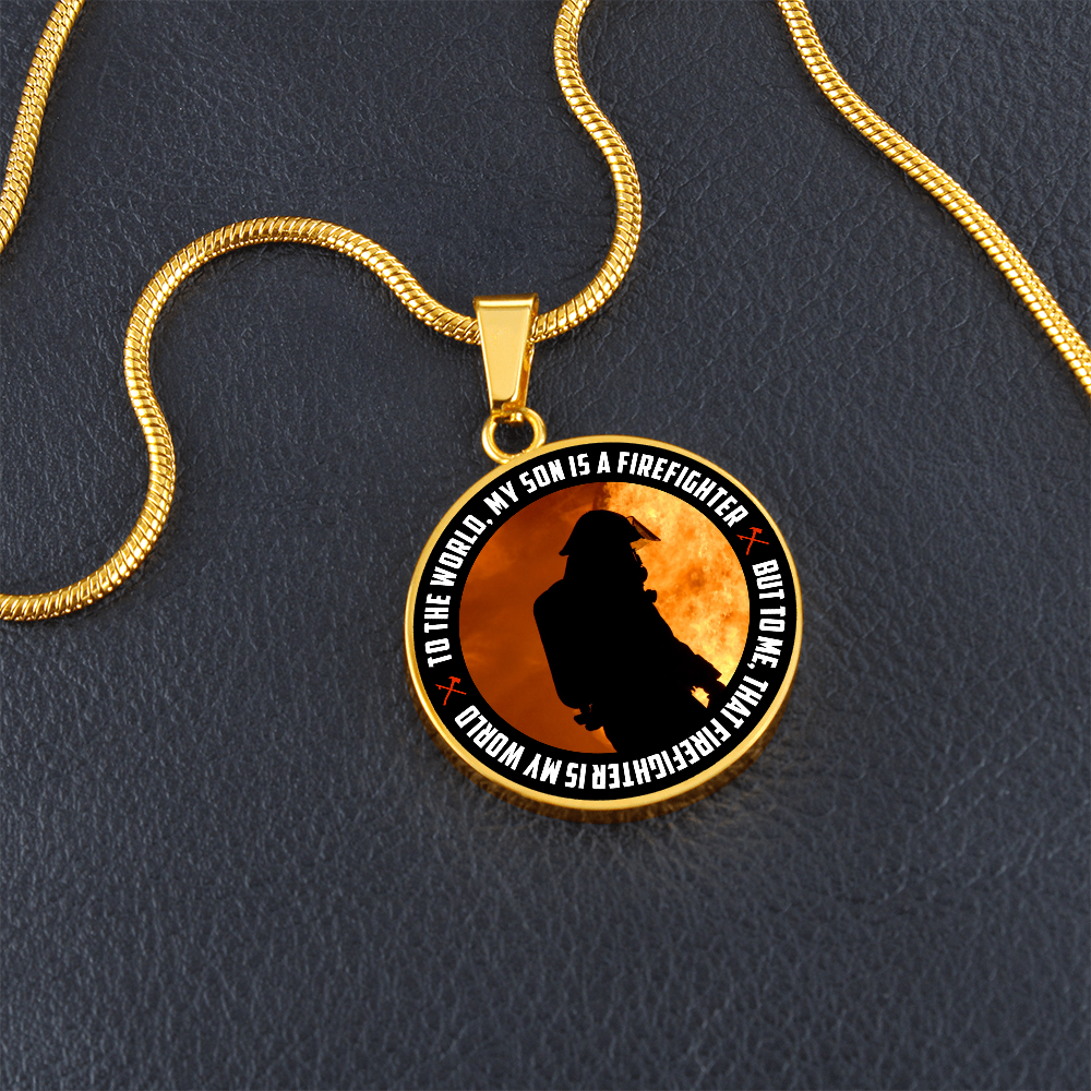 Luxury Graphic Circle Necklace - firefighter round