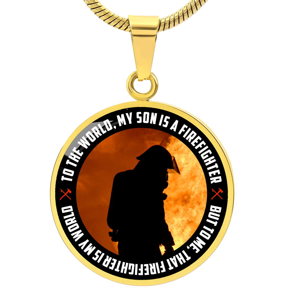 Luxury Graphic Circle Necklace - firefighter round