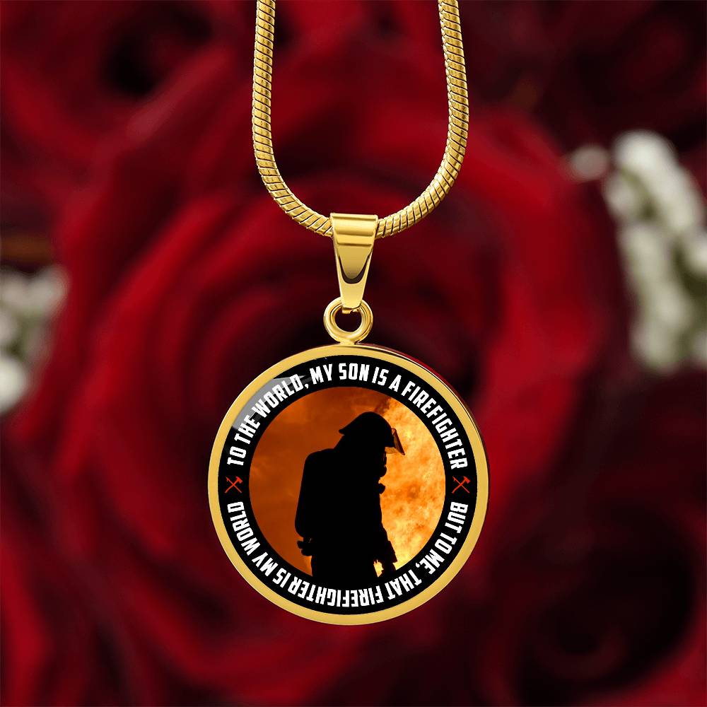 Luxury Graphic Circle Necklace - firefighter round