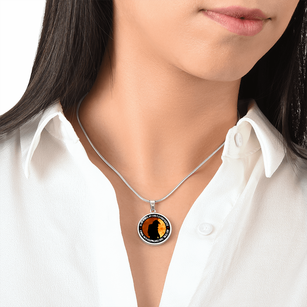 Luxury Graphic Circle Necklace - firefighter round