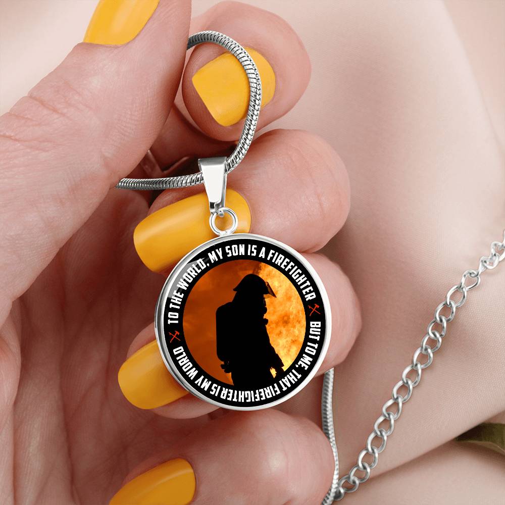 Luxury Graphic Circle Necklace - firefighter round