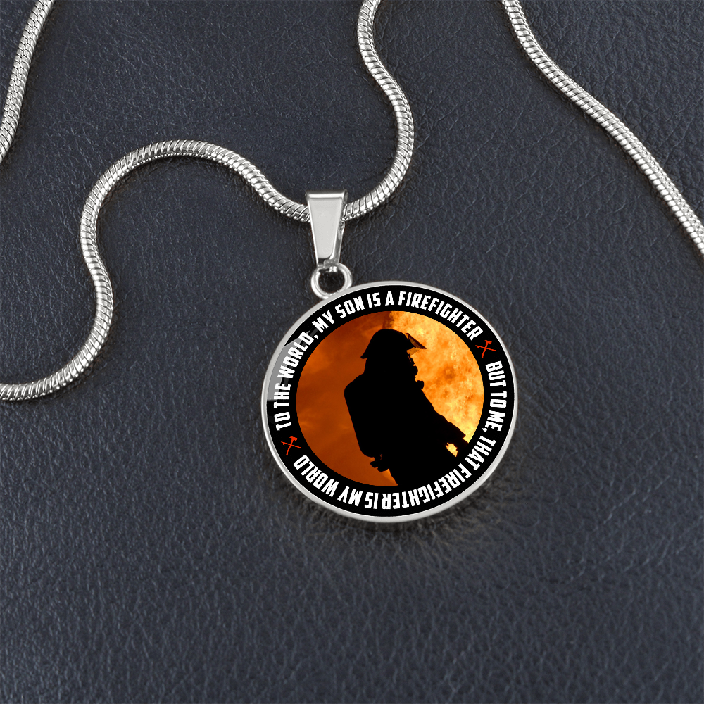 Luxury Graphic Circle Necklace - firefighter round