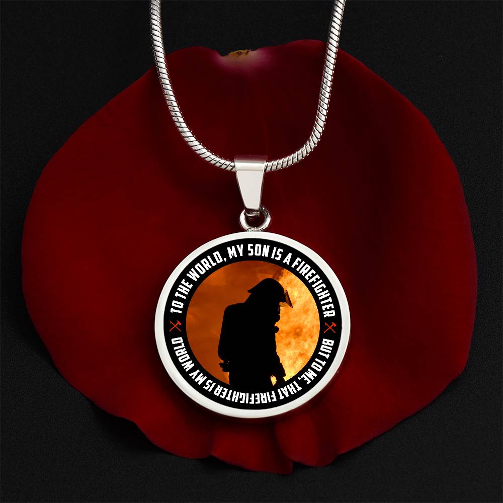 Luxury Graphic Circle Necklace - firefighter round