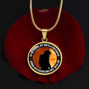 Luxury Graphic Circle Necklace - firefighter round