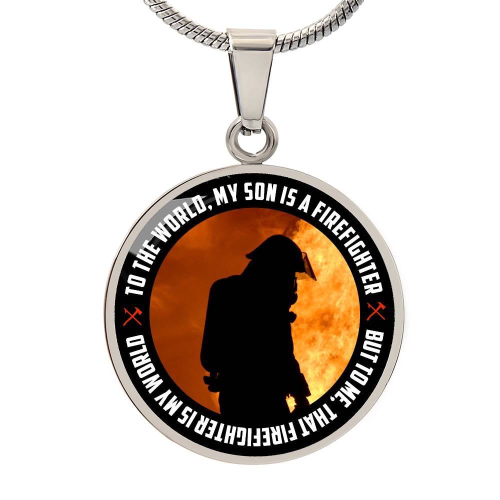 Luxury Graphic Circle Necklace - firefighter round