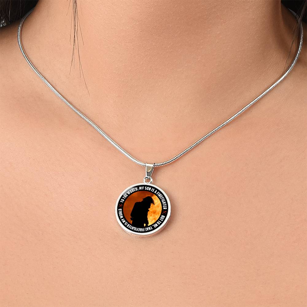 Luxury Graphic Circle Necklace - firefighter round