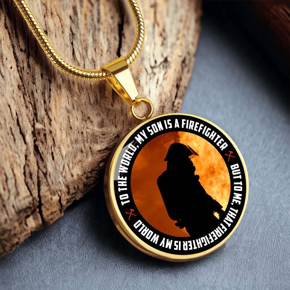 Luxury Graphic Circle Necklace - firefighter round