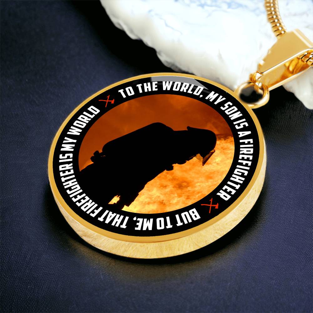 Luxury Graphic Circle Necklace - firefighter round