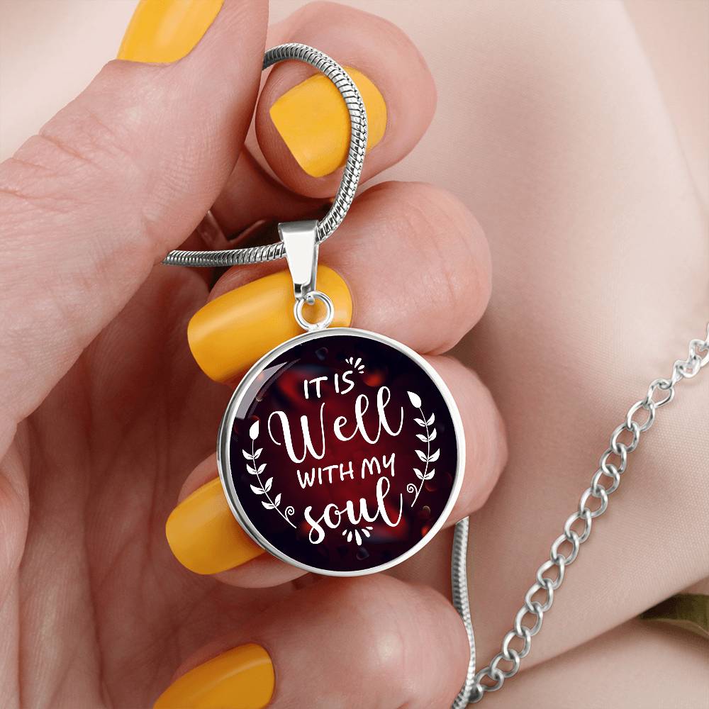 Luxury Graphic Circle Necklace - it is well with my soul