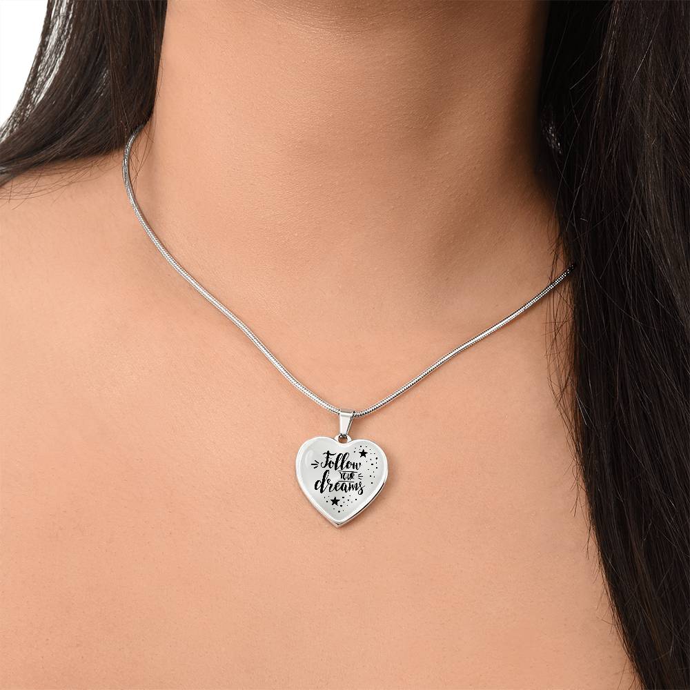 Luxury Graphic Heart Necklace - Follow your dreams