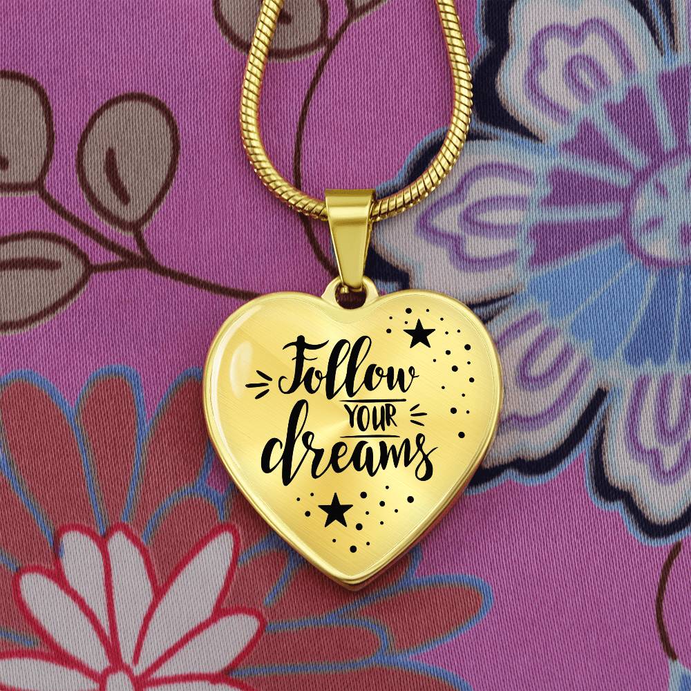 Luxury Graphic Heart Necklace - Follow your dreams