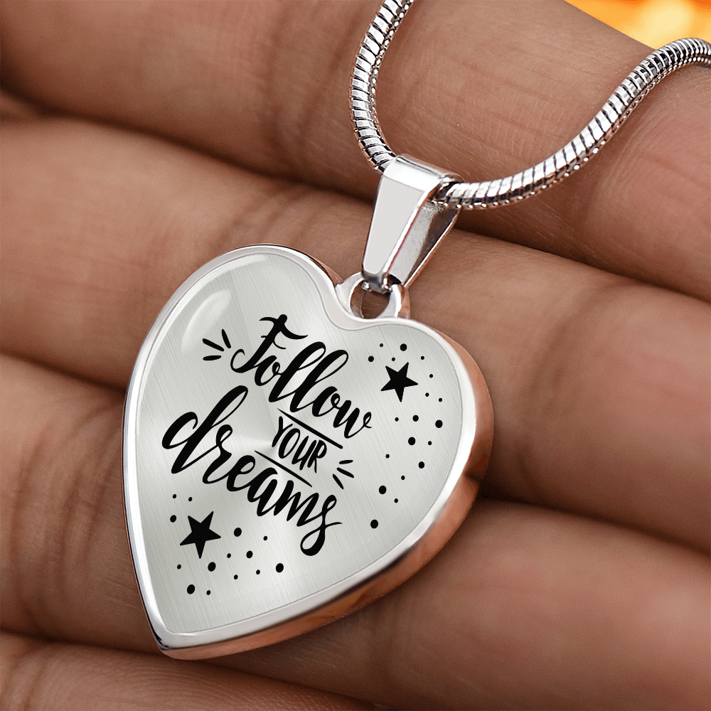 Luxury Graphic Heart Necklace - Follow your dreams