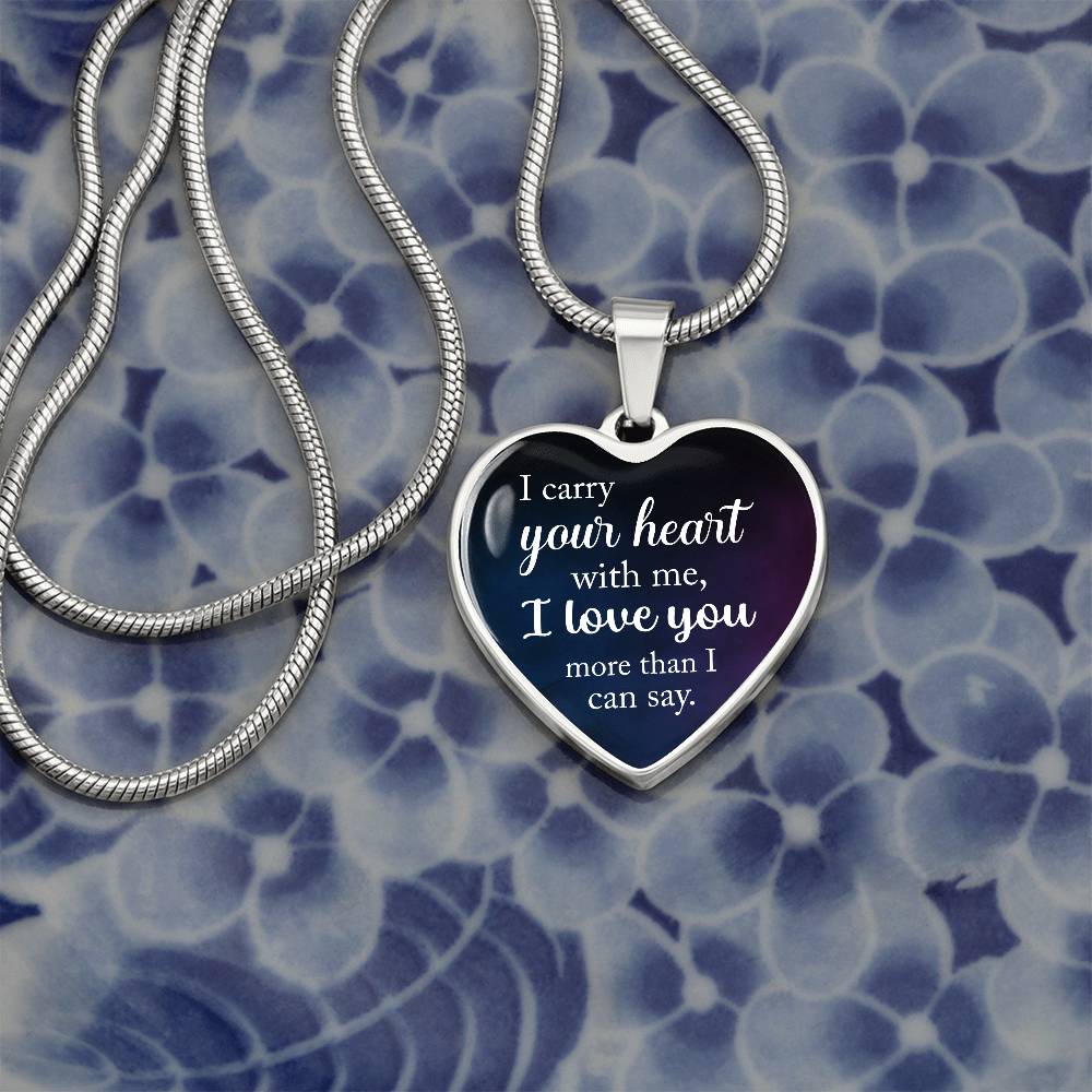 Luxury Graphic Heart Necklace - I carry your heart