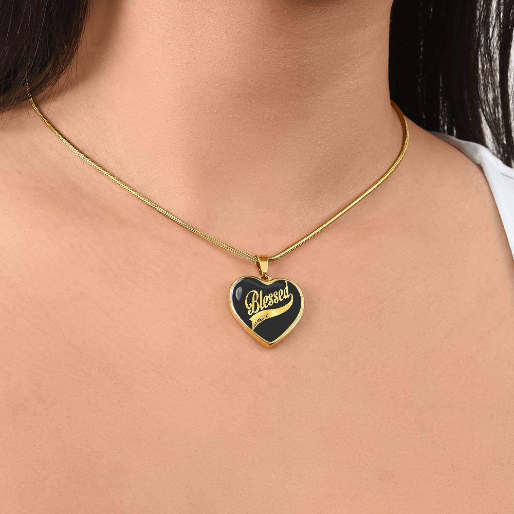 Luxury Graphic Heart Necklace - blessed