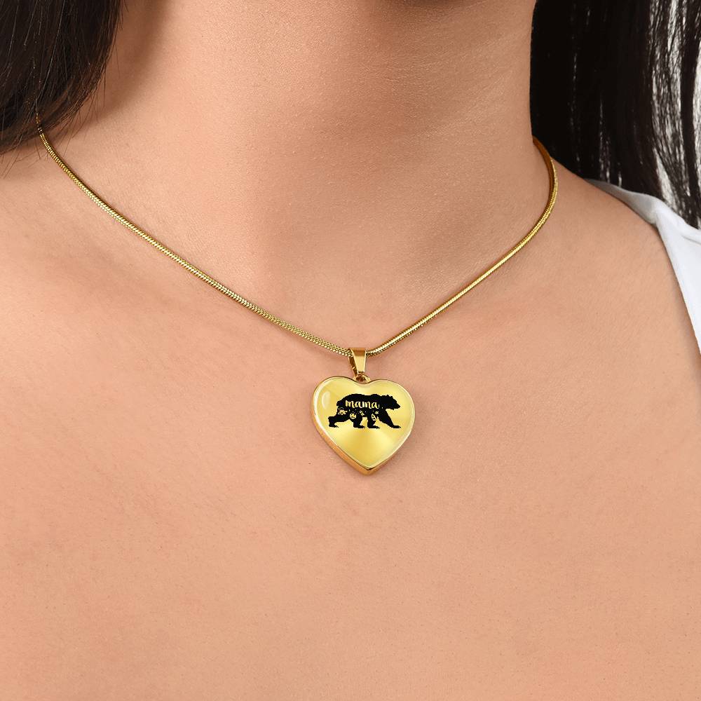 Luxury Graphic Heart Necklace - mama bear