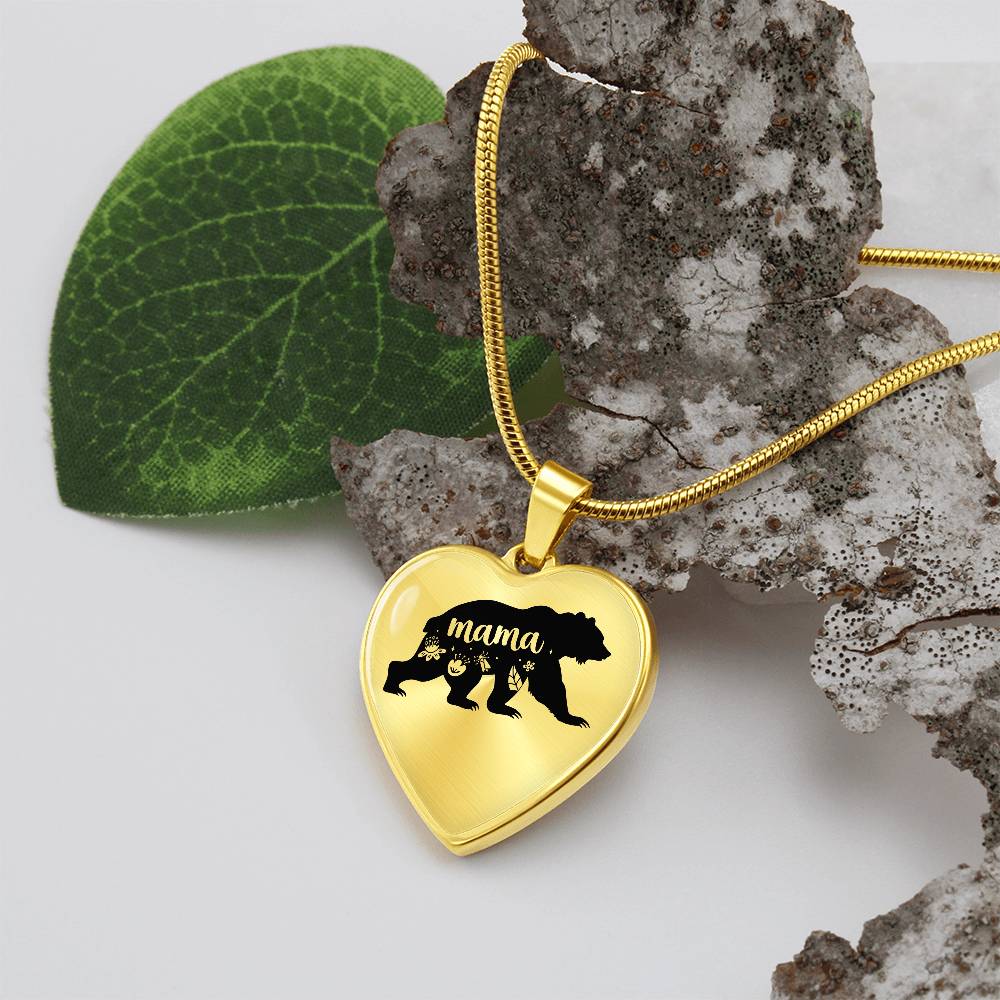 Luxury Graphic Heart Necklace - mama bear