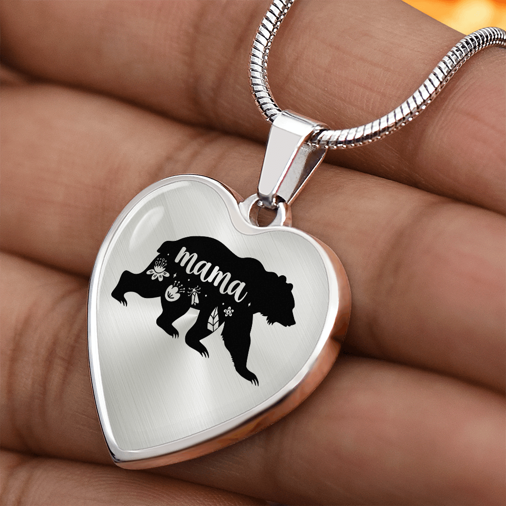 Luxury Graphic Heart Necklace - mama bear