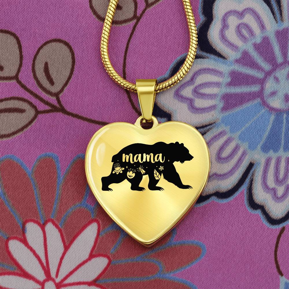 Luxury Graphic Heart Necklace - mama bear