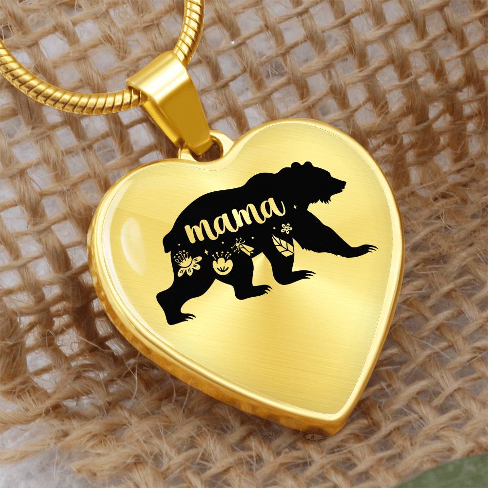 Luxury Graphic Heart Necklace - mama bear