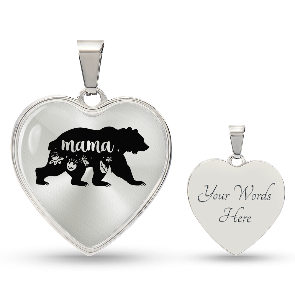 Luxury Graphic Heart Necklace - mama bear